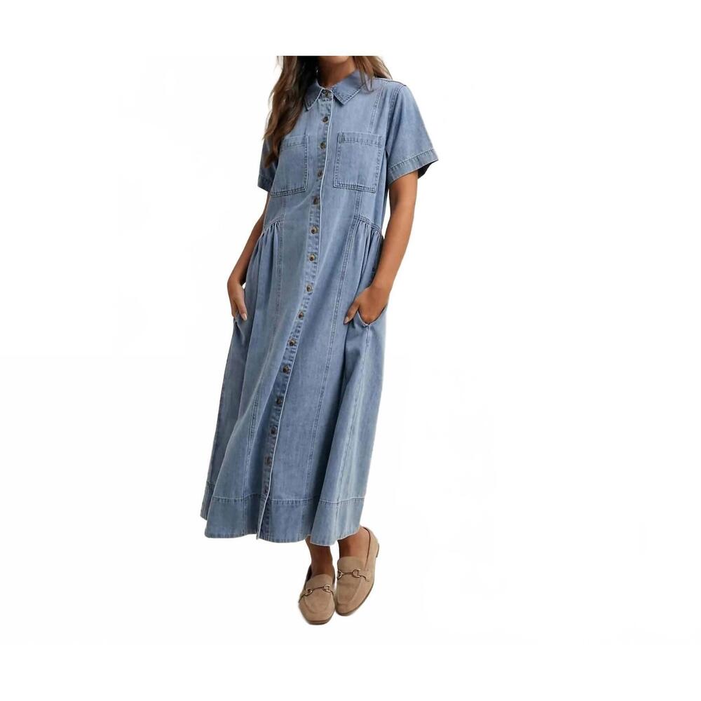 NEW WISHLIST button front shirt dress in denim - Picture 4 of 4